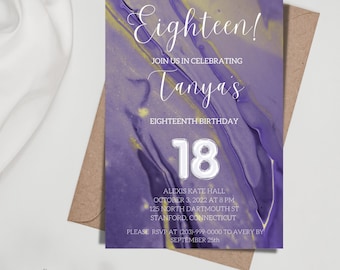 18th Birthday Invitation, Editable Birthday Invitation, 18th Birthday Invitation Template, Instant Download