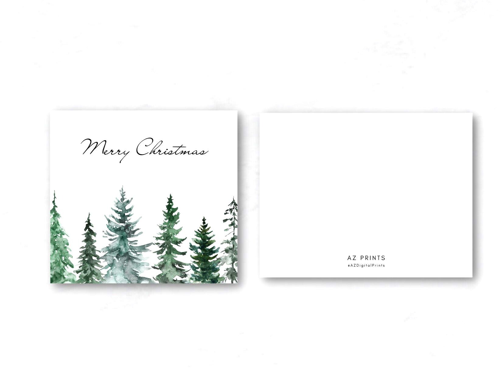 Watercolor Pine Tree Holiday Cards, Christmas Card Set, Holiday ...