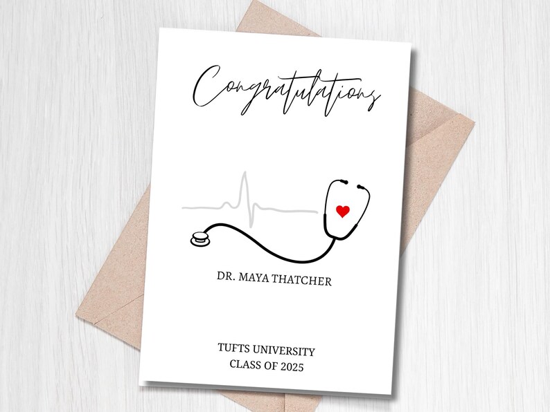 Doctor Graduation Card, Customizable Medical School Graduate Card image 2