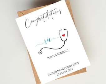 Nurse Graduation Card, Nursing School Graduation, Customizable Graduation Card for Nurse, Congratulations Graduate Card, Graduation Gift