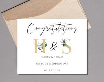 Custom Wedding Card, Couple Initials with Envelope