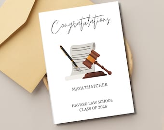 Customizable Lawyer Graduation Card, Law School Graduation Card
