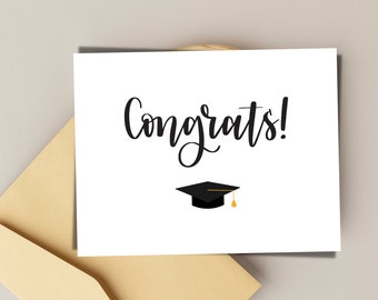 Congrats Graduation Card - Minimalist Greeting Card with Envelope