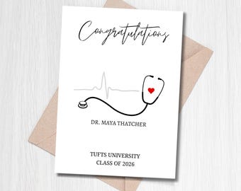 Doctor Graduation Card, Customizable Medical School Graduate Card