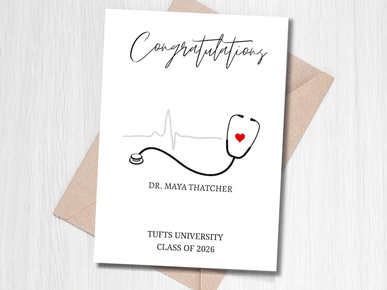 Doctor Graduation Card, Customizable Medical School Graduate Card image 1