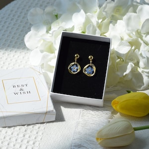 Forget me not dried flower earrings, handmade pressed flower epoxy resin earrings, dangle drop earrings, floral earring,perfect gift for her