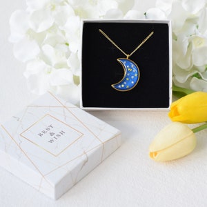 Moon Star resin necklace for women,resin jewellery gift, perfect birthday gift for her, pendant necklace for women