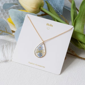 Forget me not real pressed flower necklace for women, resin necklace, dried flower jewellery gifts, birthday gifts for her, pendant necklace