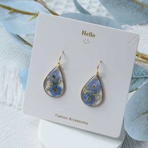 Forget me not dried flower earrings, handmade pressed flower epoxy resin earrings, dangle drop earrings, floral earring,perfect gift for her image 4