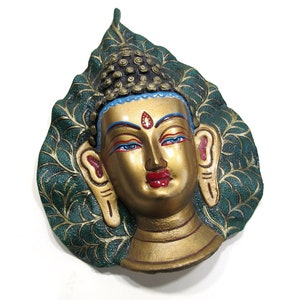 beautiful colored buddha face, face Buddha figure, decorative figure of buddha for wall, buddhist statue decor, buddha religious statue
