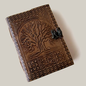 Tree of life leather journal, tree of life notebook, leather cover sketchbook, handmade vintage notebook, engraved leather journal