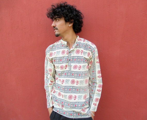 Casual OM printed cotton kurta for men