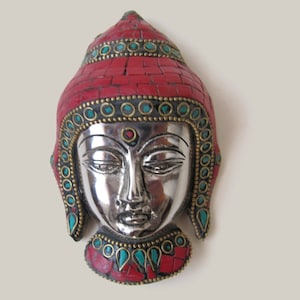 Buddha wall hanging decor, Tibetan Buddha face figure, Buddha metal wall art, Indian home decor, Buddha figurine, Tibetan decoration