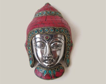 Handmade Buddha Face Wall Hanging, Tibetan Home Decor