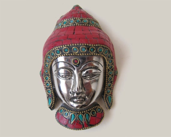 Handmade Buddha Face Wall Hanging, Tibetan Home Decor