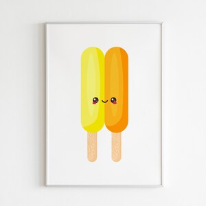 Yellow Ice Lolly Print on White | Ice Cream Print, Summer Print, Wall Art, Nursery Print, Fun Kids Room Print | Digital Download