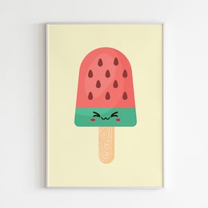 Red Watermelon Ice Lolly Print | Ice Cream Print, Summer Print, Wall Art, Nursery Print, Fun Kids Room Print | Digital Download