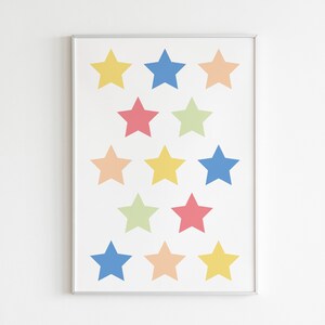 Printable Pastel Rainbow Stars Print, Perfect for Nurserys, Little Girls or Boys Bedrooms, Baby Gift, Space-Themed Décor | Digital Download
