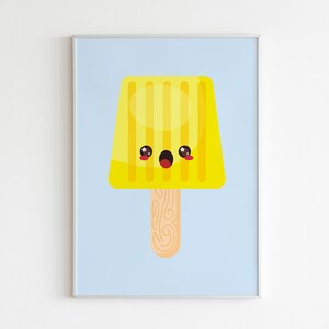 Yellow Stripy Ice Lolly Print | Ice Cream Print, Summer Print, Wall Art, Nursery Print, Fun Kids Room Print | Digital Download