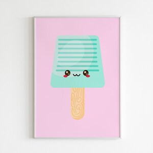 Blue Stripy Ice Lolly Print | Ice Cream Print, Summer Print, Wall Art, Nursery Print, Fun Kids Room Print | Digital Download