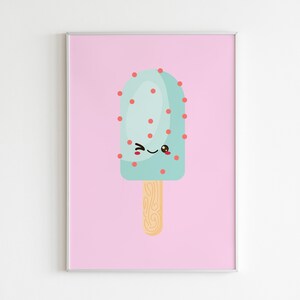 Blue Spotty Ice Lolly Print | Ice Cream Print, Summer Print, Wall Art, Nursery Print, Fun Kids Room Print | Digital Download