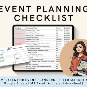 EVENT PLANNING CHECKLIST Template for Project Management, Event Organizer,  Event To-do List, Project Tracker for Event Planners, Marketers