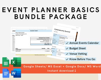 event planner business cards Event Planner Basics // Digital Template Bundle for Event Planning, Corporate B2B Events, Event Plan, Marketing, Budget, Event Calendar