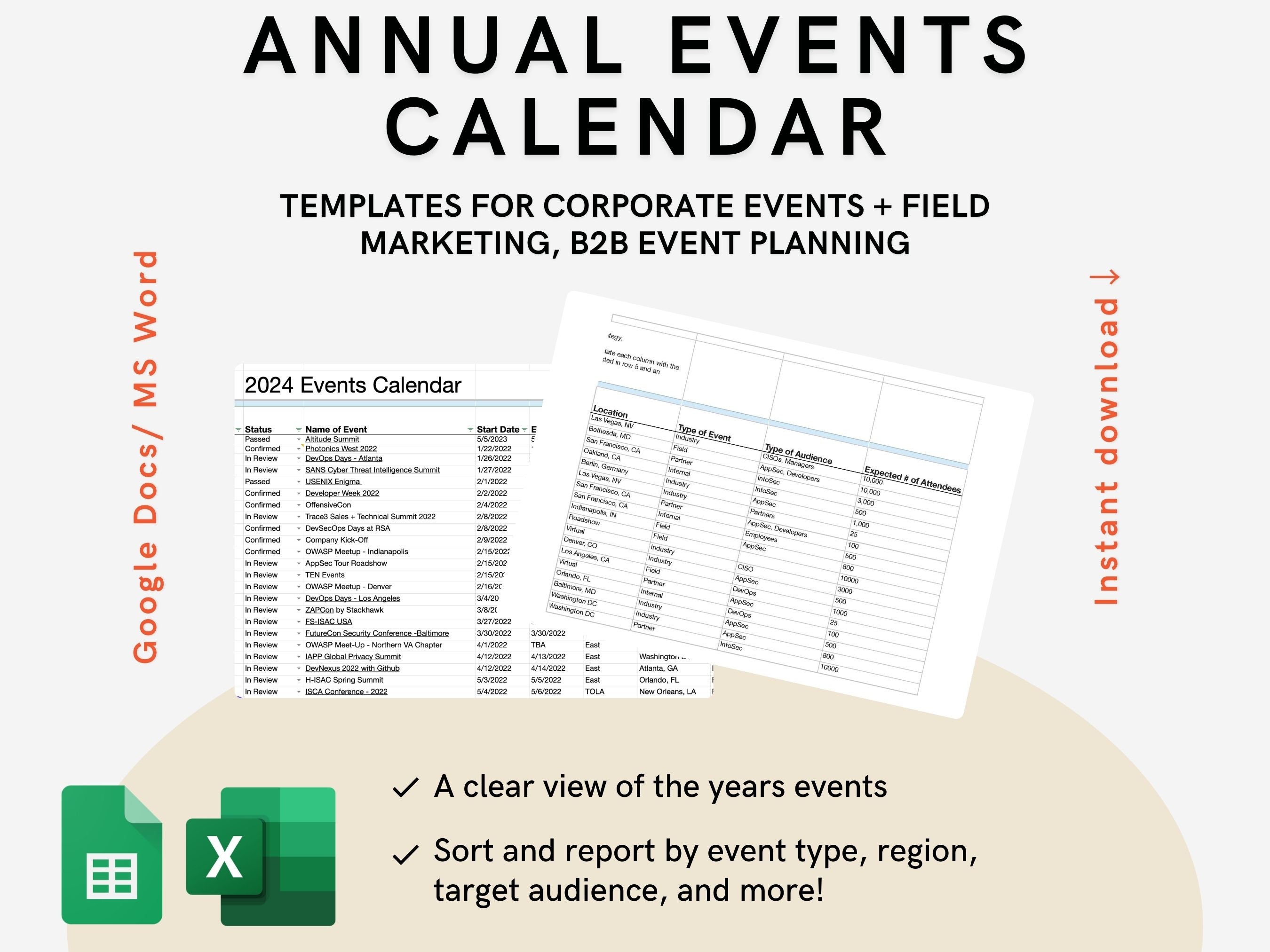 2024 EVENTS CALENDAR Template Event Organizer, Event Planner, Event  Strategy, Marketing Strategy, Business Tool - Etsy Norway