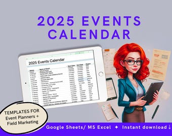 2025 EVENTS CALENDAR Template | Event Organizer, Event Planner, Event Strategy, Marketing Strategy, Business Tool