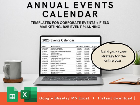 Annual Events Calendar // Digital Template for Event Planning - Etsy