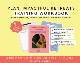 How to PLAN RETREATS Training Workbook | Retreat Planning Guide for Corporate Wellness, Yoga Retreats & more, with Event Planning Templates