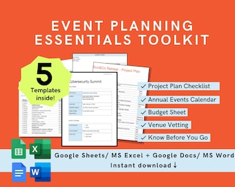 EVENT PLANNING TEMPLATES Toolkit | An all-in-one event planners toolkit for budget, venues, checklist, event management, events calendar