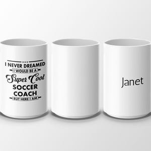 I Never Dreamed I Would Be A Super Cool Soccer Coach But Here I Am Mug, Gift for Soccer Coach, Soccer Coach Appreciation, Soccer