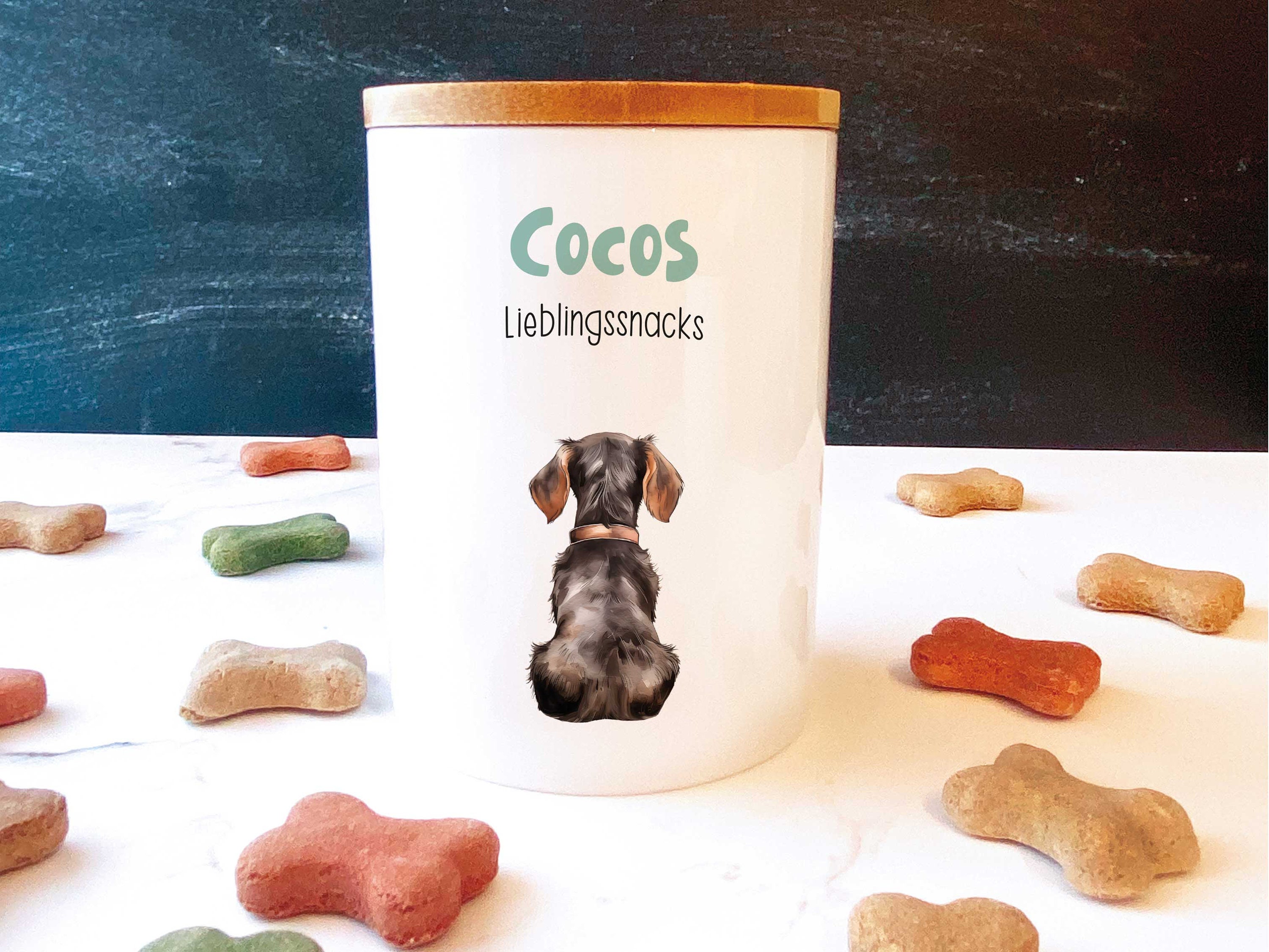 Navaris Leckerli Dose Set - Keramik Aufbewahrung Mit 2 Näpfen Für Hund & Katze