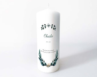 Mourning candle for pets "branches petrol", customizable, in two sizes
