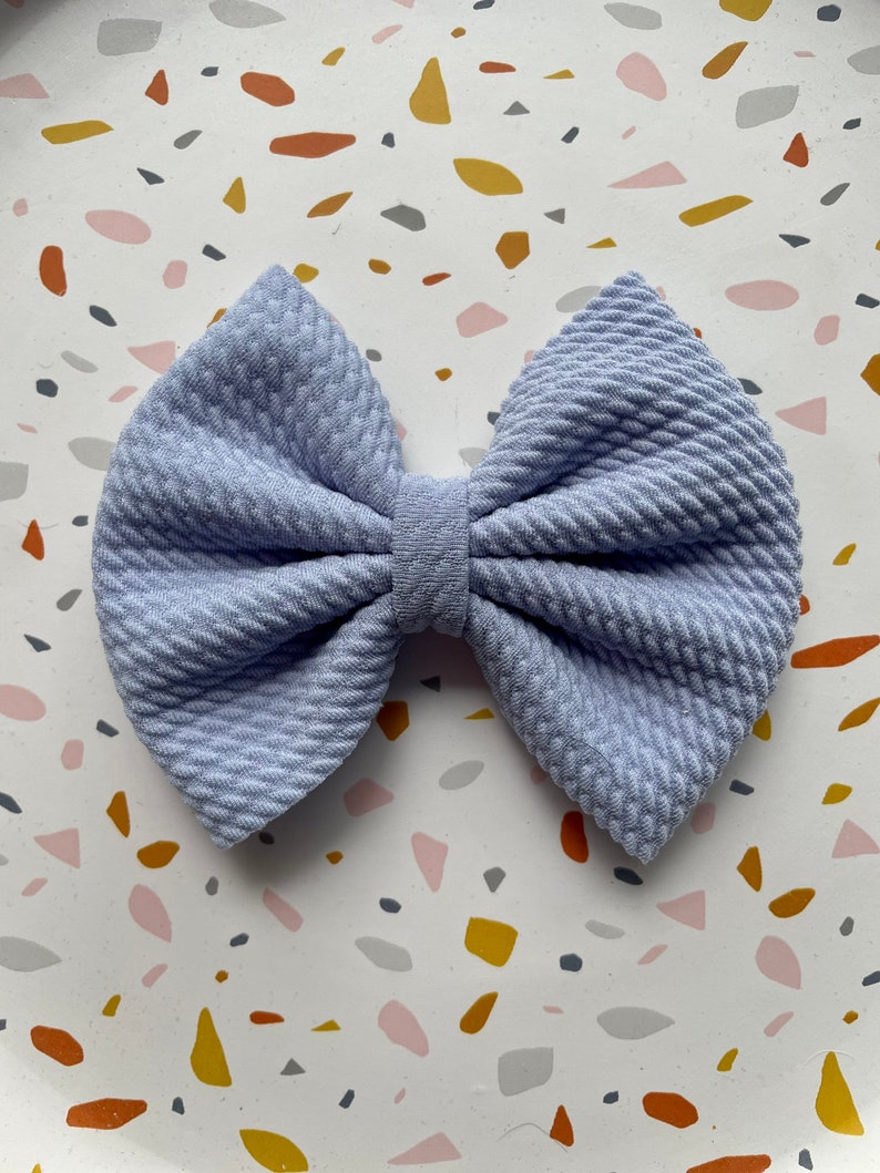 Pastel solid clip in bows, 4 inch bows for girls, toddler hair accessories, handmade baby gifts, alligator clips, headband, unique gifts, image 4