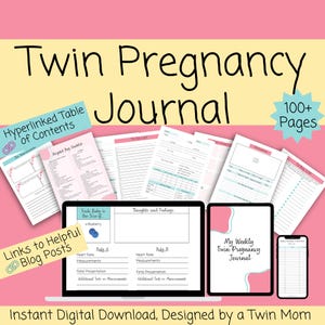 Ultimate Twin Pregnancy Journal Printable, 100+ Pages, Hyperlinked Twin Pregnancy Journal, w/Twin Preg Info, Pregnancy Planning Printable,