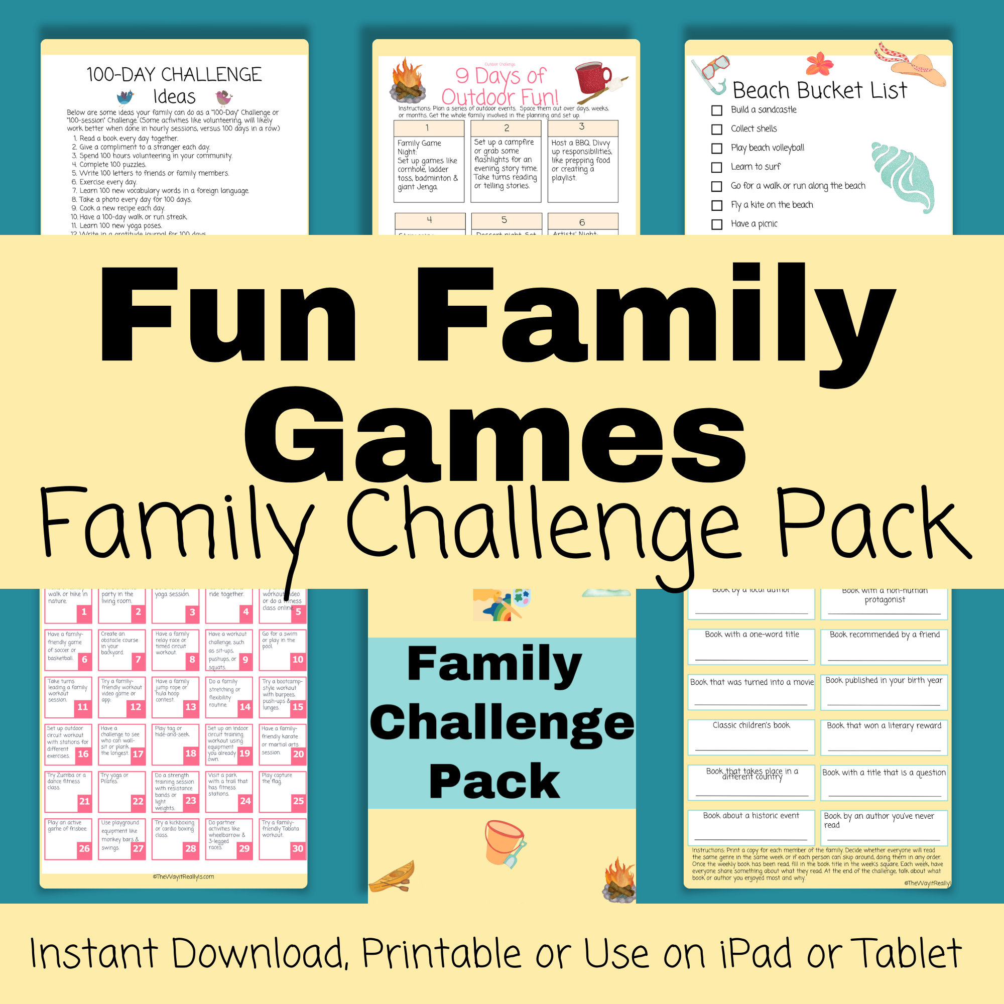 Jeux familiaux amusants, Pack défi familial, Chasse au trésor, Soirée jeux en famille, Compétition amicale, Compétition familiale, Cuisine familiale
