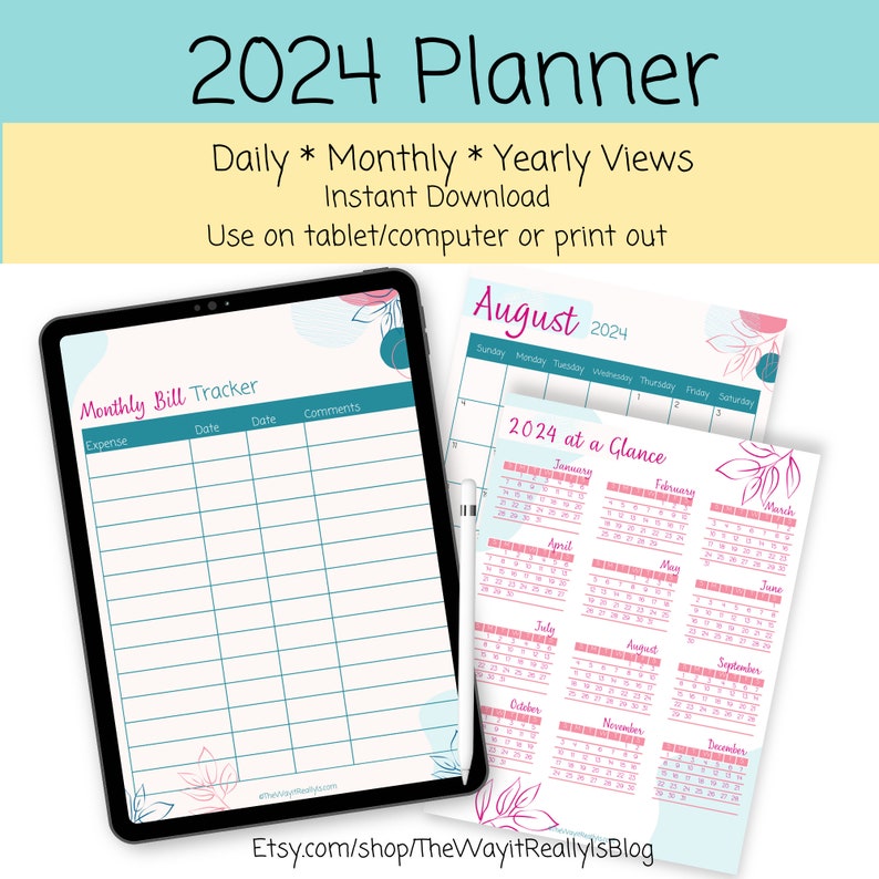 2024 Planner and Organizer, 2024 Calendar, 2024 Digital Planner