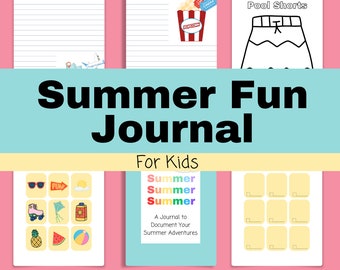 Summer Fun Journal for Kids, Kids Summer Journal, Kids Writing Practice, Summer Writing for Kids, Matching Activities, Chore Lists, Coloring