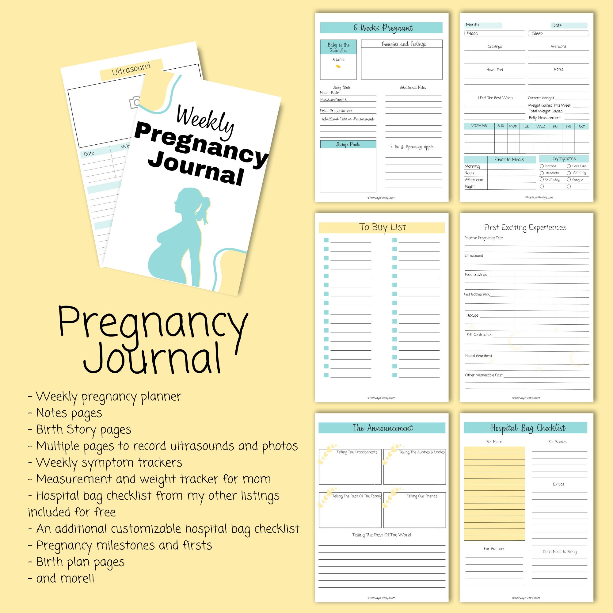 Pregnancy Journal Printable, 100+ Pages, Pregnancy Tracker, Weekly ...
