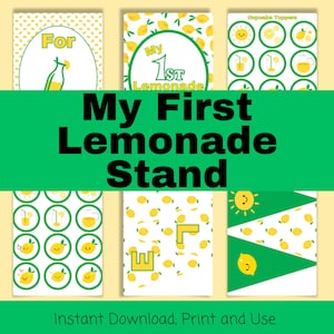 My First Lemonade Stand Printable, Lemonade Stand Decorations, Lemonade Stand Menu, Lemonade Signs, Printable Lemonade Signs