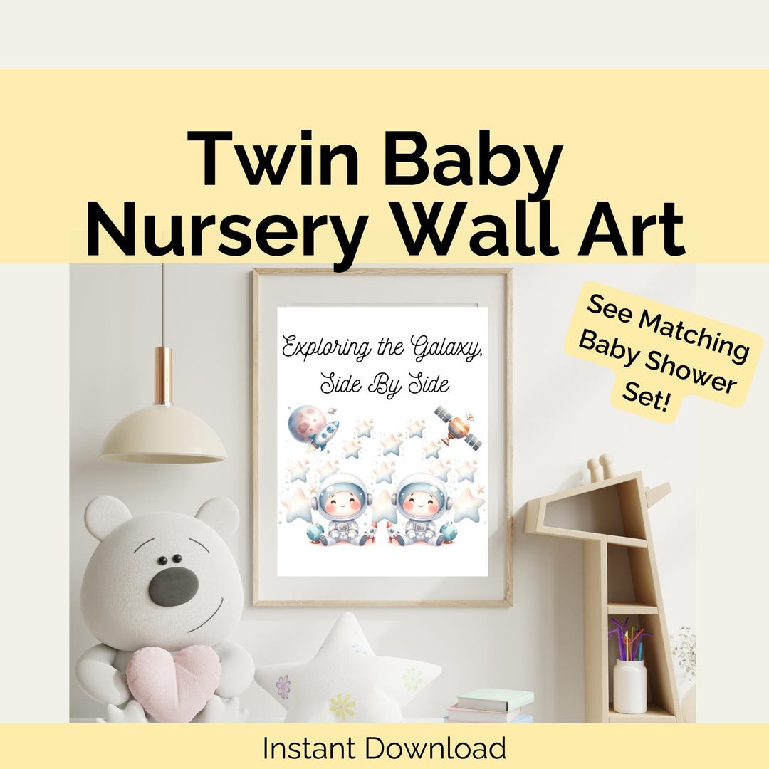 Space Twin Baby Nursery Wall Art, Nursery Art for Twins, Nursery Wall ...