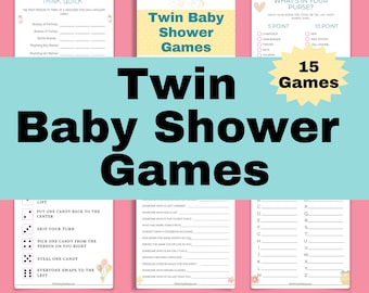 Twin Baby Shower Games, Baby Shower Games, Baby Shower Activities, Digital Twin Baby Shower Games, Twin Baby Shower, Twins, Twin Pregnancy