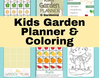 Kids Garden Planner and  Garden Coloring Book, Simple Garden Planner, Garden Planner, Gardening, Help Kids Get Excited About Gardening