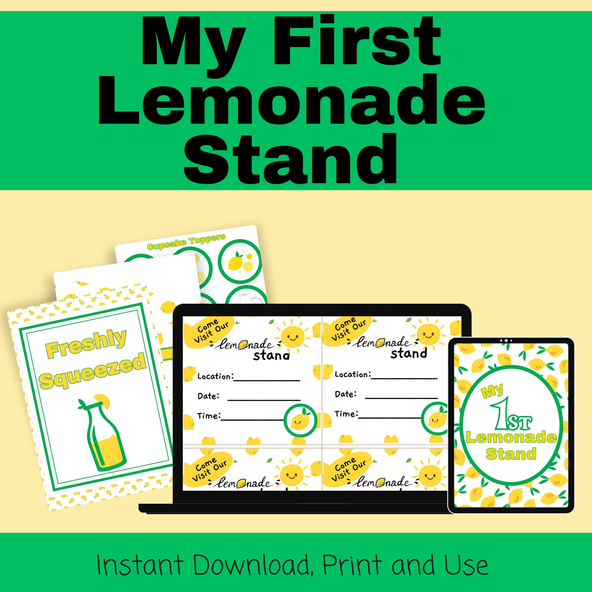 My First Lemonade Stand Printable, Lemonade Stand Decorations, Lemonade