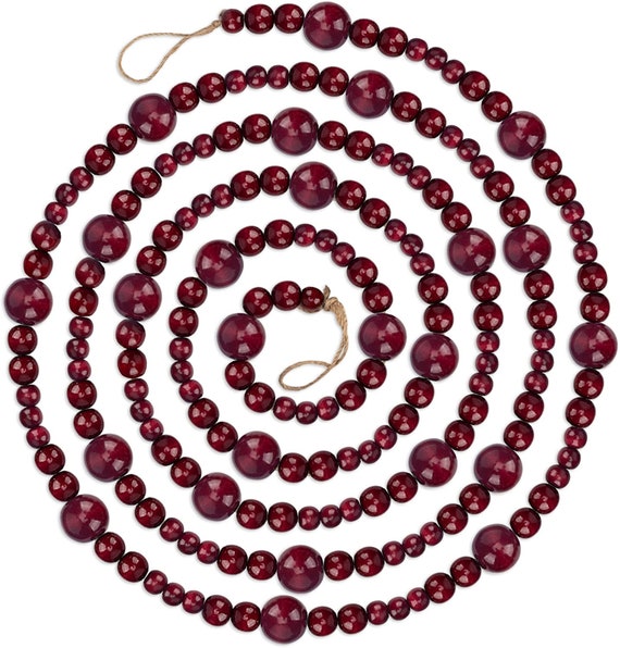 9 Foot Natural Wood Bead Christmas Garland