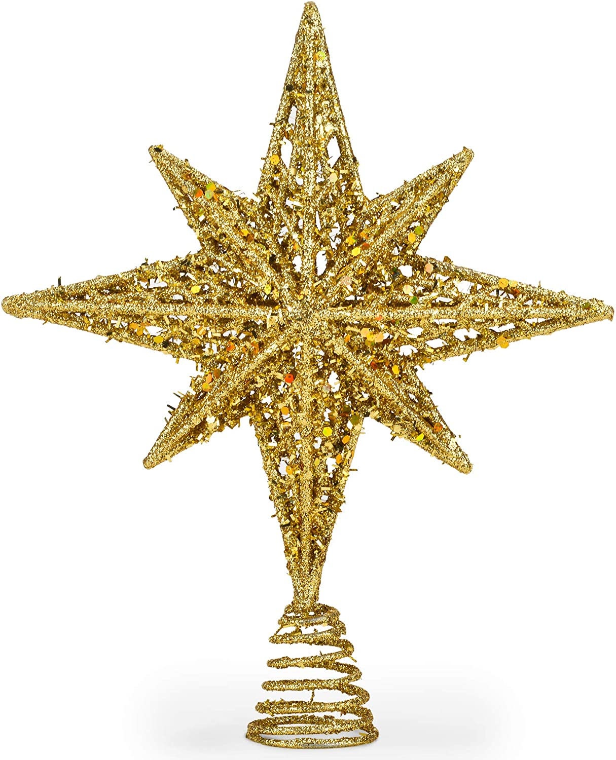 8 Inch Bethlehem Glitter Gold Star Christmas Tree Topper