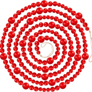 9 Foot Red Wood Bead Ball Christmas Garland