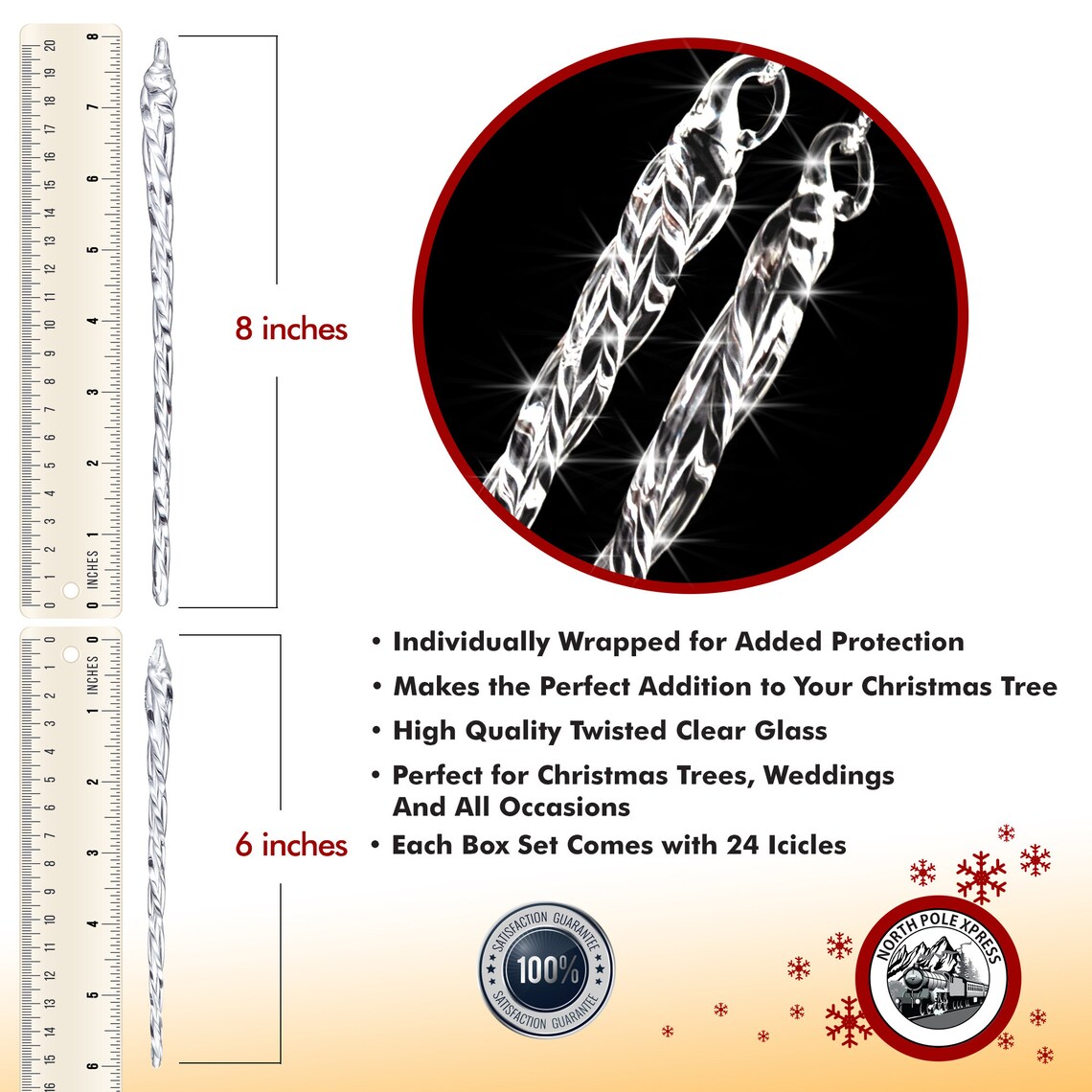 Large Twisted Clear Glass Icicle Christmas Ornaments for Etsy